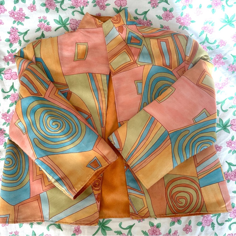 Vintage Norm Thompson Geometric Orange Jacket Size medium
